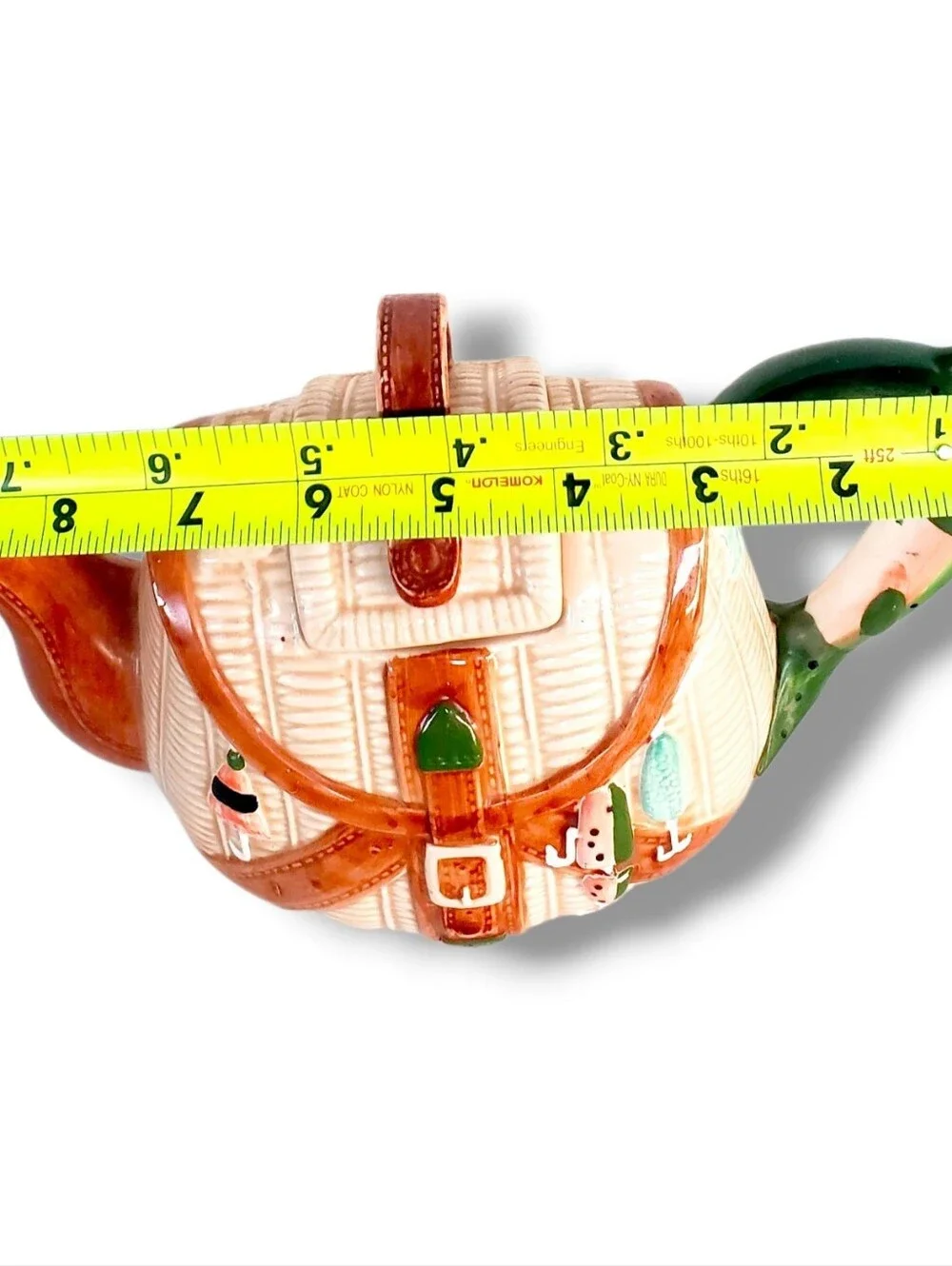 Midwest 3D Fishing Basket Teapot Fish Handle Taiwan Ceramic Whimsical Vintage